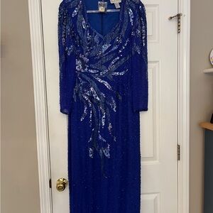 A.J. Bari Royal Blue Sequin Long Sleeve Dress